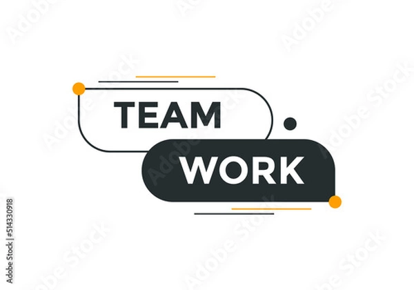 Fototapeta Team work text label banner. Web template promotion. Social media banner template
