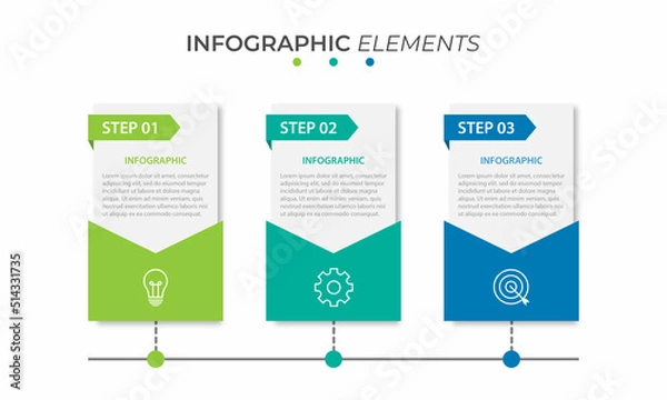 Fototapeta Vector infographic design template with 3 options or steps