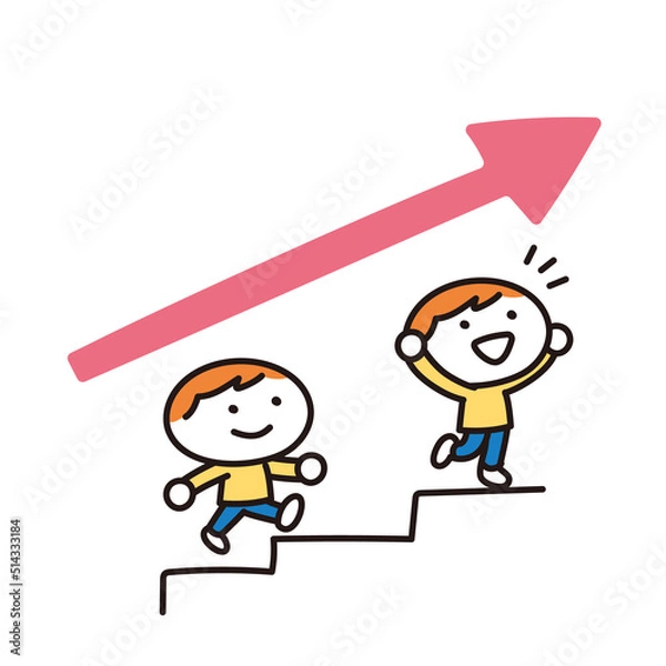 Obraz 階段を昇る子供のイラスト