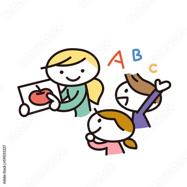 Obraz 英語を学ぶ子供達のイラスト