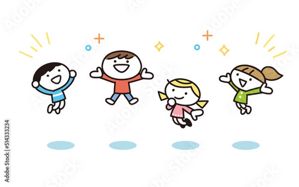 Obraz ジャンプする子どもたちのイラストセット