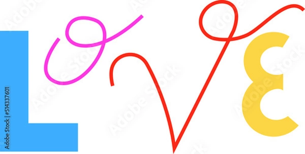 Fototapeta Love with different lettering style