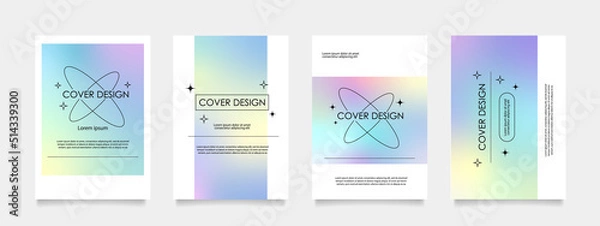 Fototapeta 4種類のパステルカラーのグラデーションのベクターカバーデザインセット。ビジネスのパンフレット、カード、ポスターなどの背景として。