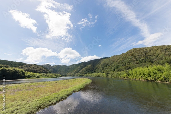 Obraz landscape with shimanto river and mountains