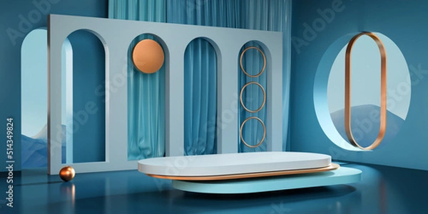 Obraz 3d rendering of display stand and abstract empty room.