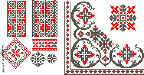 Fototapeta Vector illustration with romanian traditional pattern