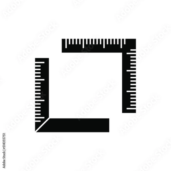 Obraz Elbow ruler vector black color editable.Two elbow ruler.Ruler icon