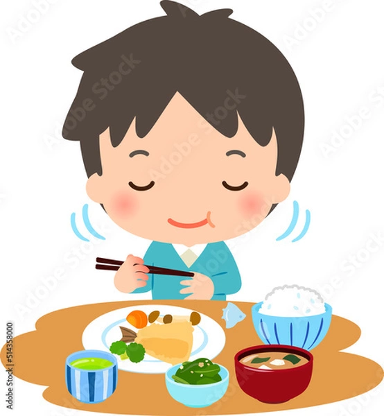 Fototapeta よく噛んで食事をする男性