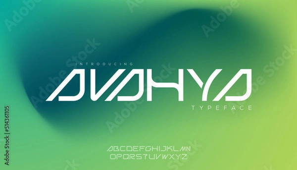 Fototapeta Avahya, cyberpunk modern strong and bold  typeface uppercase alphabet. vector font.