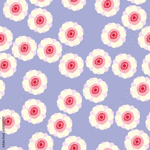 Fototapeta Stylish seamless pattern with stylized anemone flowers. Romantic vector floral background. Floral pattern for fabric, wallpapers and wrapping paper.