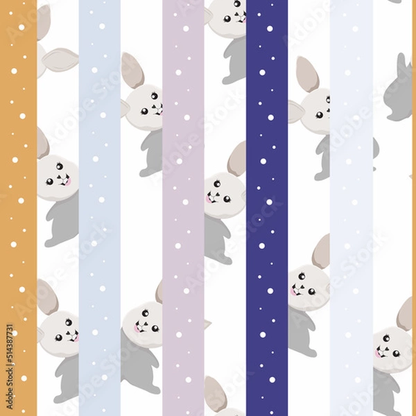 Obraz seamless pattern with cute bunny rabbit background