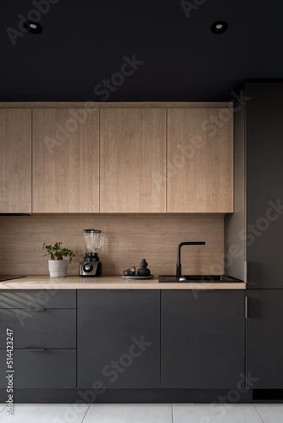 Obraz Dark and modern kitchen