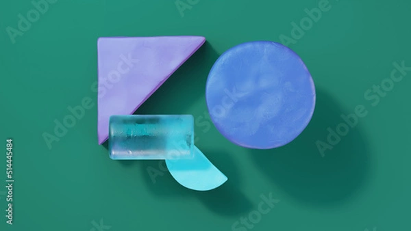 Obraz Abstract geometry minimal  colorful composition on green background