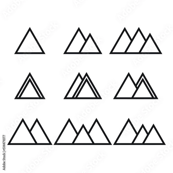 Fototapeta Set of mountains line , vector icon