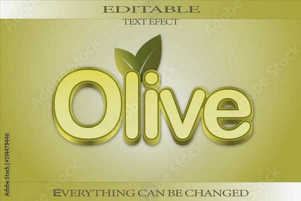 Fototapeta editable 3d olive text style effect premium file