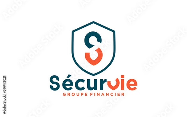 Fototapeta logo initial s with shield illustration design template