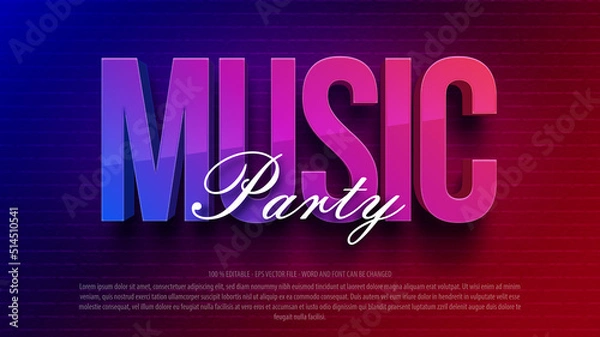 Obraz Music neon style editable text effect