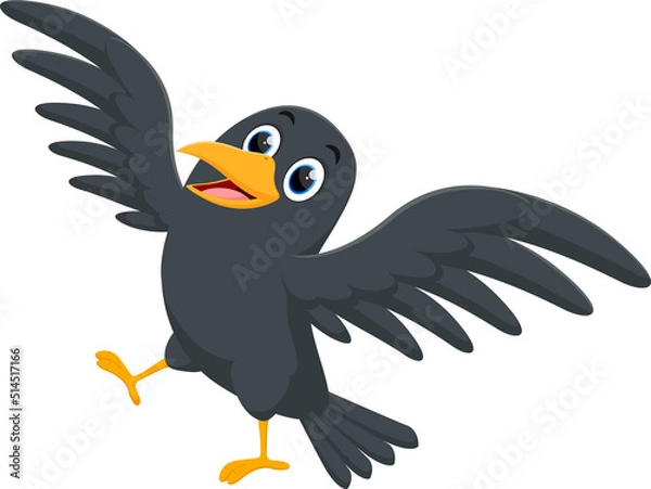Fototapeta Cartoon crow isolated on white background