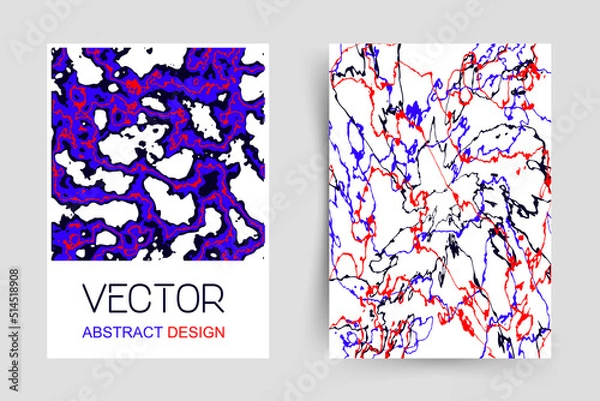 Fototapeta Abstract desgin with various blue and red liquid lines on white background. This is design for covers, templates, flayers and other ideas