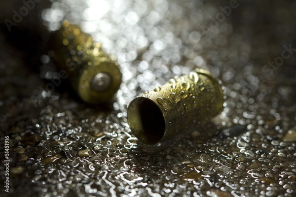 Obraz Bullets on ground on rainy day