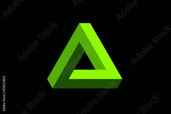 Obraz Green penrose impossible triangle, vector optical illusion