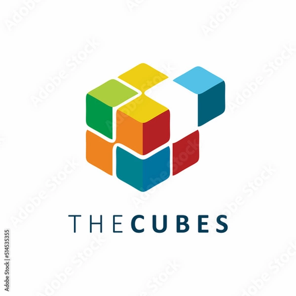 Fototapeta multi colors cube box logo design