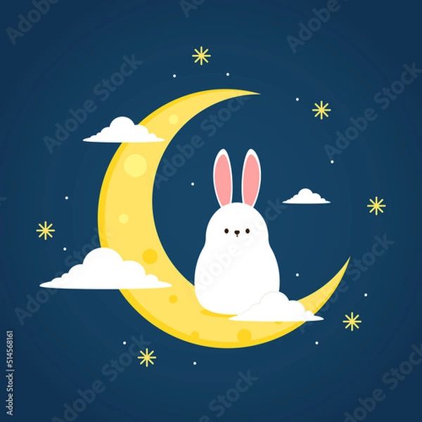 Fototapeta Chinese Mid autumn festival vector design with Mid Autumn Festival in chinese caption.