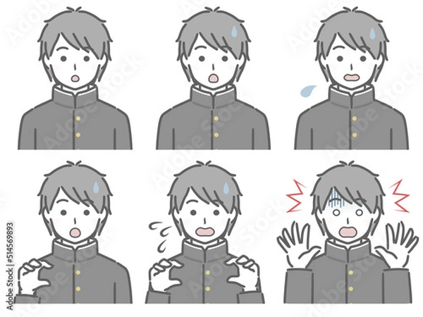 Fototapeta 驚く表情の強弱　男子学生