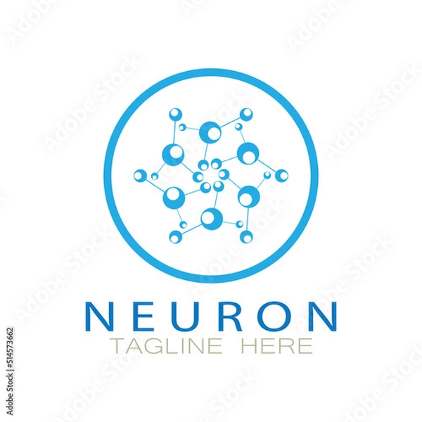 Fototapeta Neuron logo or nerve cell logo design,molecule logo illustration template icon with vector concept