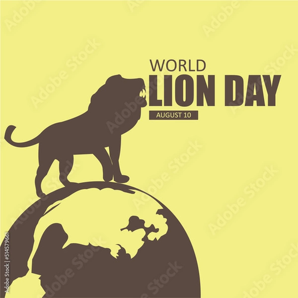 Fototapeta Vector graphic of world lion day good for world lion day celebration. flat design. flyer design.flat illustration. lion. animal.