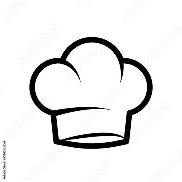 Fototapeta Cook chef hat icon. Linear chef toque vector illustration. Toque, chef, cook, table, restaurant concept. Vector illustration isolated on white background.