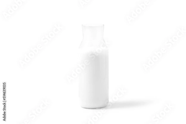 Fototapeta white fresh milk in glass bottle. Isolate on white background. 