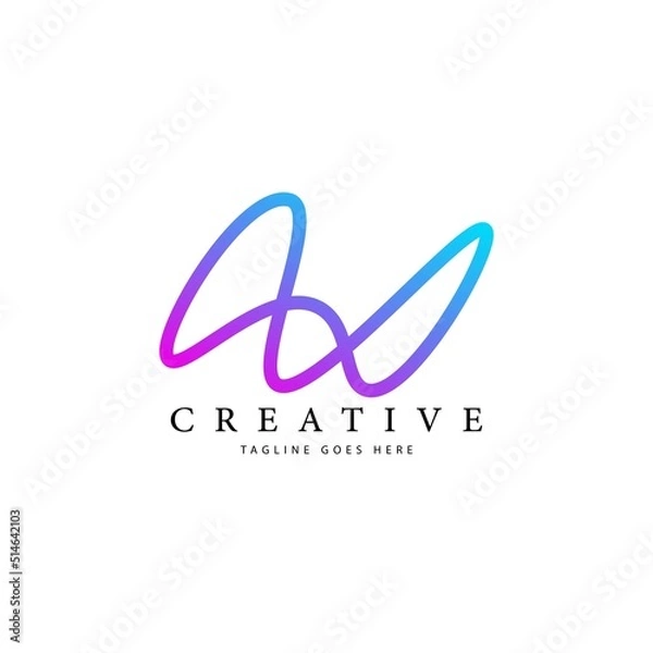 Fototapeta Letter W Monoline Linear Minimalism Modern Type Logo