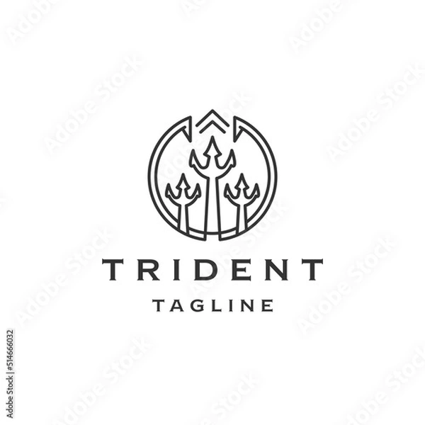 Fototapeta Trident line logo icon design template flat vector