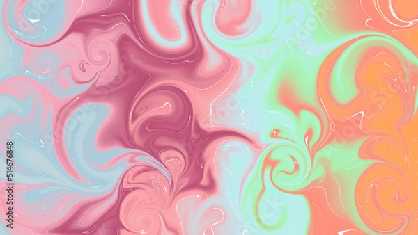 Fototapeta colorful liquids flow pattern, abstract background orange pink blue