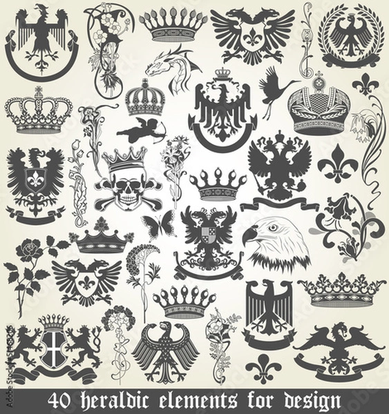 Fototapeta Set of heraldic elements for design