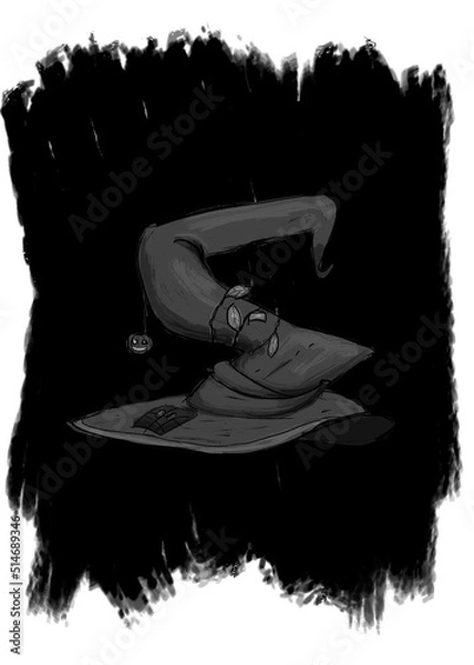 Obraz Hat of the mysterious mage sorcerer with bent edges