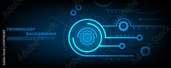 Fototapeta Abstract Vector Futuristic digital gear circle and future interface theme technology background. EP.1