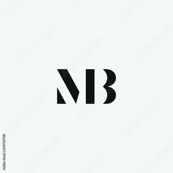 Obraz MB monogram fashion logo with stencil style in black and white. M and B logo.