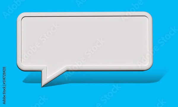 Obraz Dialog cloud. Volumetric talking bubble. Dialog Cloud on blue. Conversation cloud for your inscription. Copy space. Place for direct speech or quote. Visualization dialog space. 3d image.