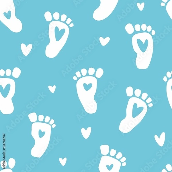 Fototapeta A pattern with footprints drawn by hand