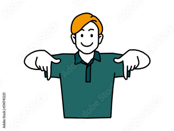 Fototapeta シンプル人物指差し下向き　男性