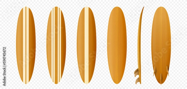 Obraz Set of Surfboard, Surf wood vintage style, isolated, Vector illustration