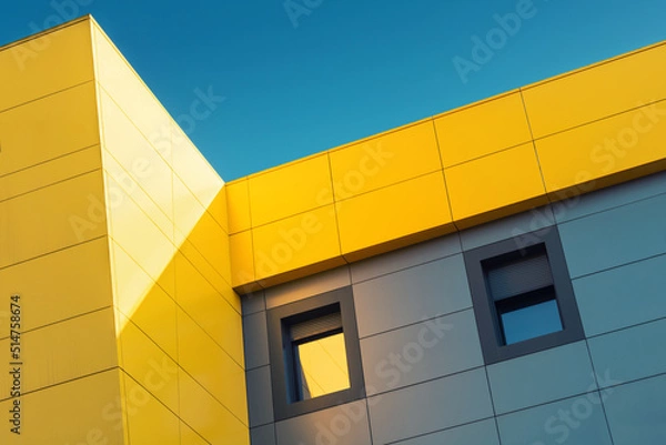 Obraz Urban Contemporary architecture on a clear day. Close up of a multicolored office building in the city.