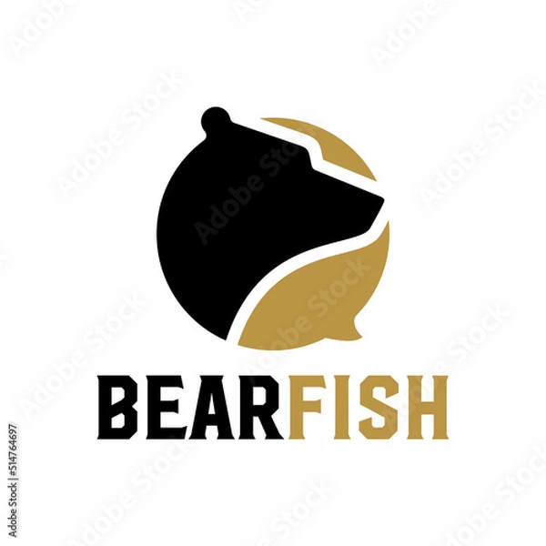 Fototapeta bear and fish logo vector inspiration