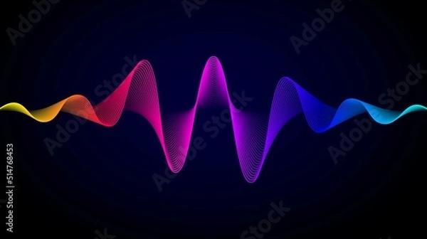 Fototapeta Abstract sound wave line equalizer. Digital music spectrum. Colorful glowing audio wave pattern design. Music technology concept. Vector illustration