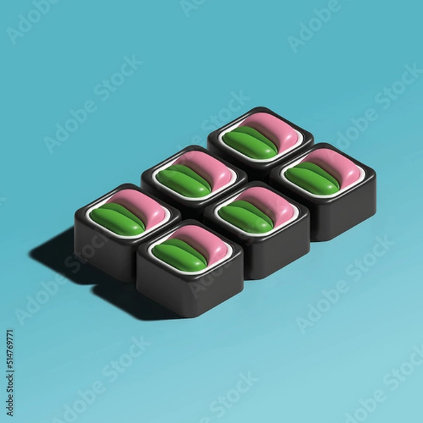 Obraz 3d roll set sushi 