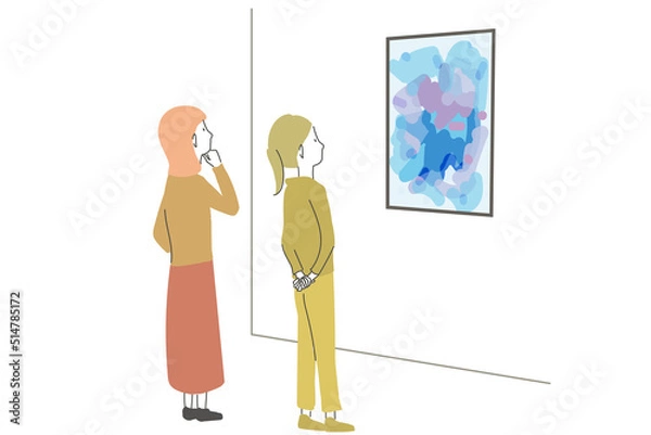 Fototapeta 絵画鑑賞をする女性　イラスト