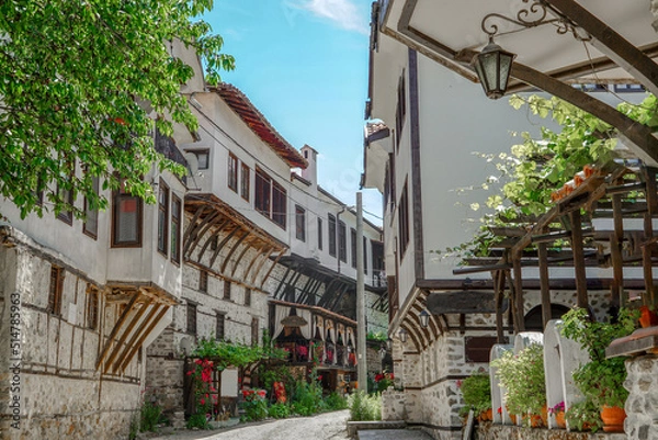 Fototapeta A look at beautiful ancient houses in the smallest town of Melnik, Bulgaria.