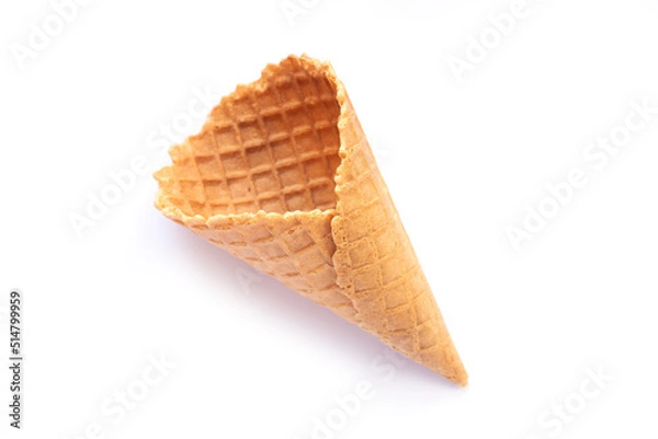 Fototapeta Empty wafer ice cream cone isolated on white background